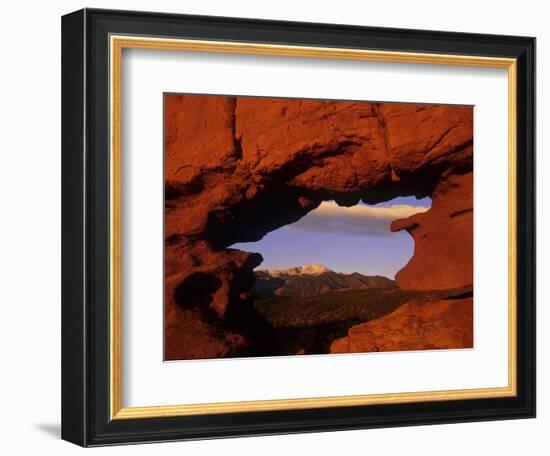 Pike's Peak Framed Through a Rock Window, Colorado, USA-Jerry Ginsberg-Framed Photographic Print