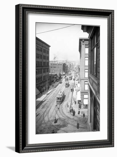 Pike Street from Second Avenue, Seattle, 1908-Ashael Curtis-Framed Giclee Print