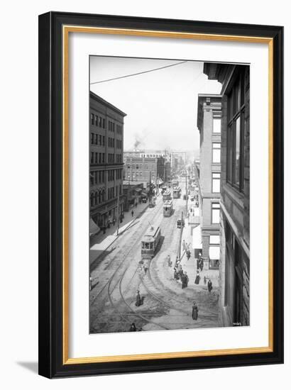 Pike Street from Second Avenue, Seattle, 1908-Ashael Curtis-Framed Giclee Print