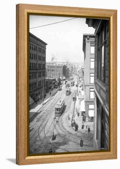 Pike Street from Second Avenue, Seattle, 1908-Ashael Curtis-Framed Premier Image Canvas