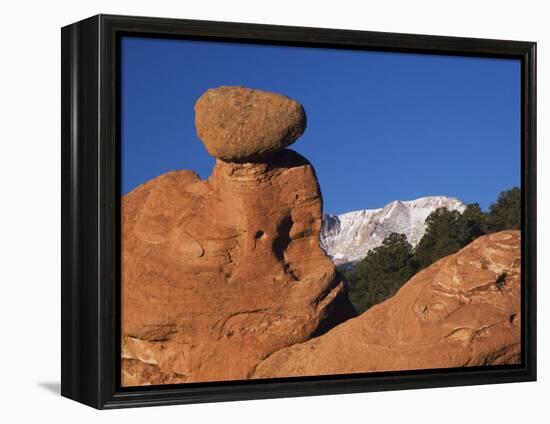 Pikes Peak, Garden of The Gods National Landmark, Colorado Springs, Colorado, USA-Rolf Nussbaumer-Framed Premier Image Canvas