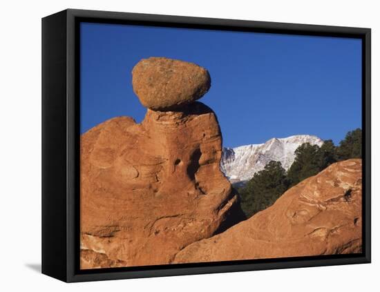 Pikes Peak, Garden of The Gods National Landmark, Colorado Springs, Colorado, USA-Rolf Nussbaumer-Framed Premier Image Canvas