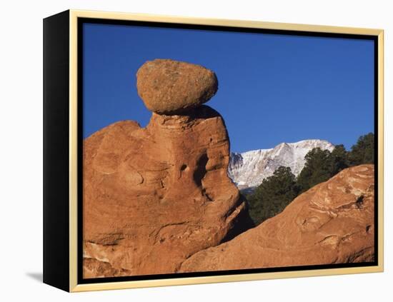 Pikes Peak, Garden of The Gods National Landmark, Colorado Springs, Colorado, USA-Rolf Nussbaumer-Framed Premier Image Canvas