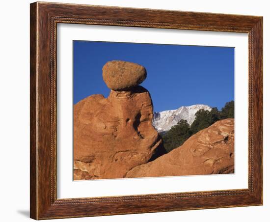 Pikes Peak, Garden of The Gods National Landmark, Colorado Springs, Colorado, USA-Rolf Nussbaumer-Framed Photographic Print