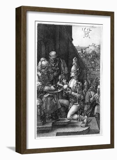 Pilate Washing His Hands, from the Engraved Passion, 1512-Albrecht Dürer-Framed Giclee Print