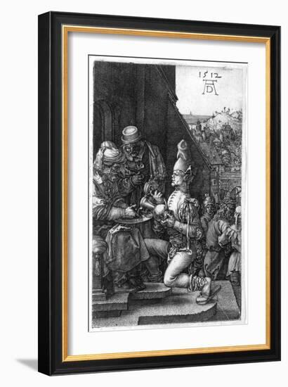 Pilate Washing His Hands, from the Engraved Passion, 1512-Albrecht Dürer-Framed Giclee Print