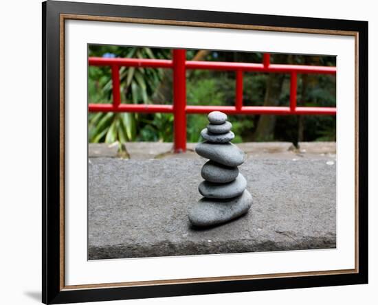 Pile of round Stones in  Japanese Garden-Wlad74-Framed Photographic Print