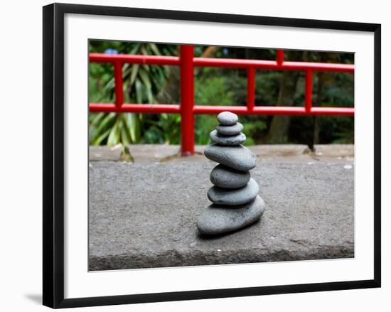 Pile of round Stones in  Japanese Garden-Wlad74-Framed Photographic Print