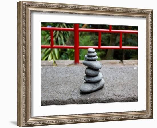 Pile of round Stones in  Japanese Garden-Wlad74-Framed Photographic Print