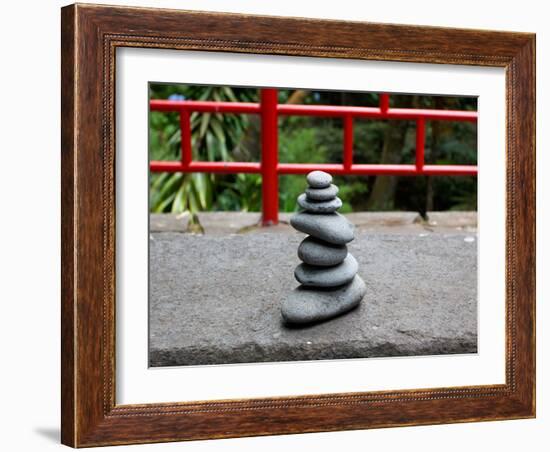 Pile of round Stones in  Japanese Garden-Wlad74-Framed Photographic Print