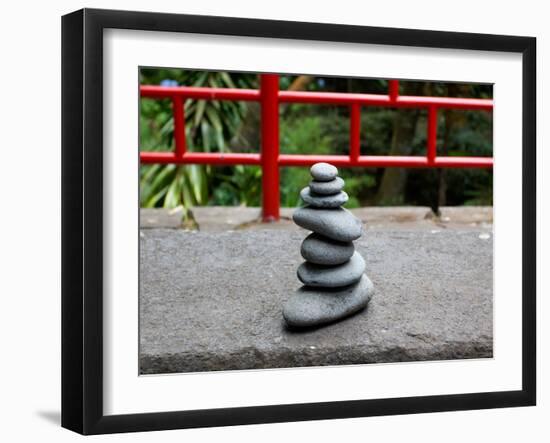 Pile of round Stones in  Japanese Garden-Wlad74-Framed Photographic Print