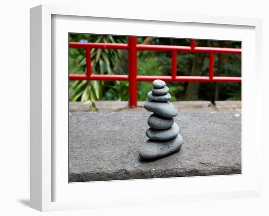 Pile of round Stones in  Japanese Garden-Wlad74-Framed Photographic Print