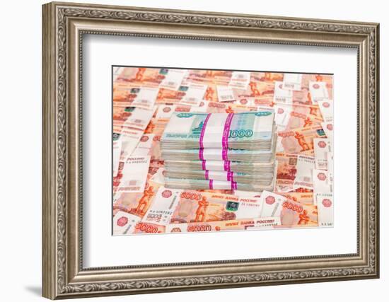 Pile of Russian Rubles Bills on the Money Background-blinow61-Framed Photographic Print
