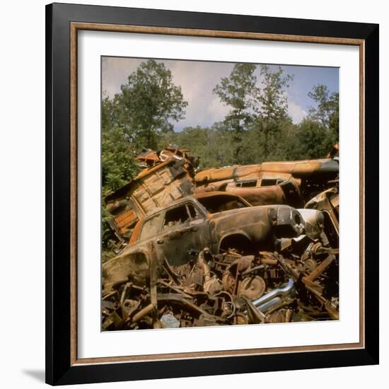 Pile of Rusted Car Shells in an Automobile Junkyard-Walker Evans-Framed Photographic Print