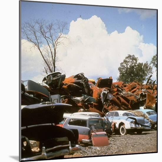 Pile of Rusting Cars in Automobile Junkyard-Walker Evans-Mounted Photographic Print