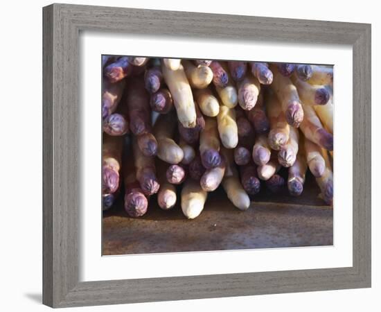 Pile of White Asparagus, Clos Des Iles, Le Brusc, Cote d'Azur, Var, France-Per Karlsson-Framed Photographic Print