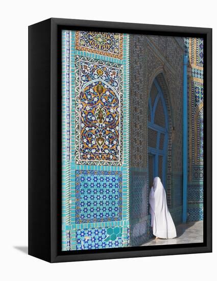 Pilgrim at the Shrine of Hazrat Ali, Mazar-I-Sharif, Balkh, Afghanistan, Asia-Jane Sweeney-Framed Premier Image Canvas