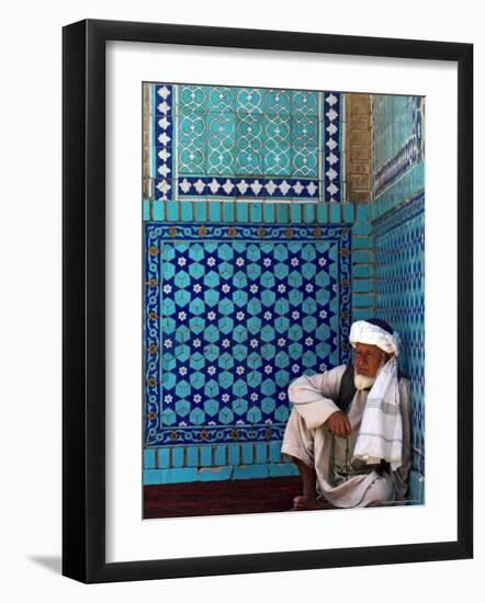 Pilgrim at the Shrine of Hazrat Ali, Who was Assassinated in 661, Mazar-I-Sharif, Afghanistan-Jane Sweeney-Framed Photographic Print