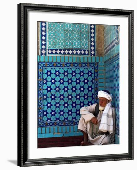 Pilgrim at the Shrine of Hazrat Ali, Who was Assassinated in 661, Mazar-I-Sharif, Afghanistan-Jane Sweeney-Framed Photographic Print