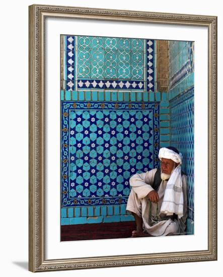 Pilgrim at the Shrine of Hazrat Ali, Who was Assassinated in 661, Mazar-I-Sharif, Afghanistan-Jane Sweeney-Framed Photographic Print