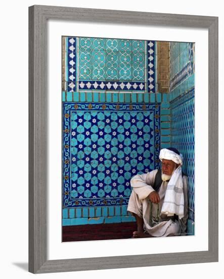 Pilgrim at the Shrine of Hazrat Ali, Who was Assassinated in 661, Mazar-I-Sharif, Afghanistan-Jane Sweeney-Framed Photographic Print