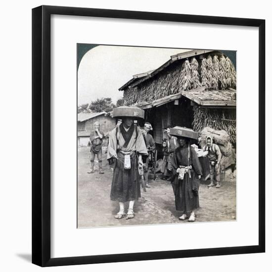 Pilgrim Beggars Beating Little Gongs, Near Lake Kawaguchi, Japan, 1904-Underwood & Underwood-Framed Photographic Print