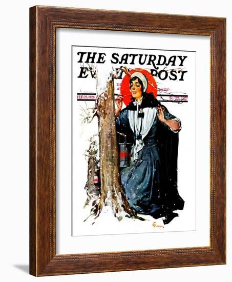 "Pilgrim Collecting Sap," Saturday Evening Post Cover, February 25, 1928-Elbert Mcgran Jackson-Framed Giclee Print