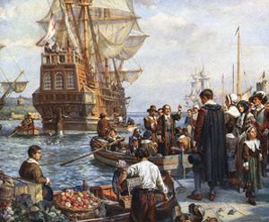 Pilgrim Fathers Boarding the Mayflower