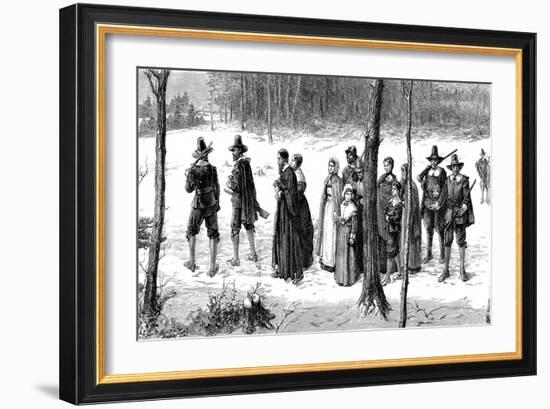 Pilgrim Fathers on their Way to Church, 1620-George Henry Boughton-Framed Giclee Print