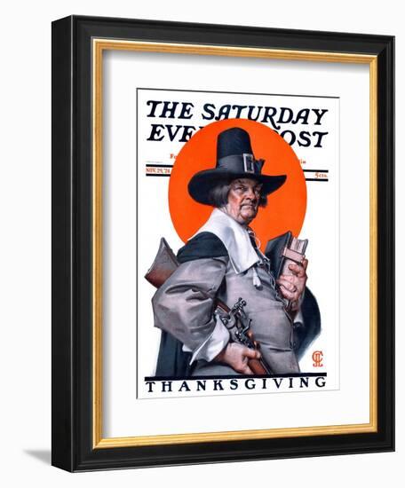 "Pilgrim," Saturday Evening Post Cover, November 29, 1924-Joseph Christian Leyendecker-Framed Giclee Print