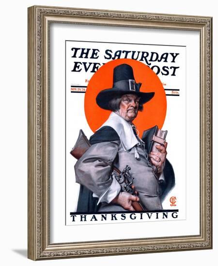 "Pilgrim," Saturday Evening Post Cover, November 29, 1924-Joseph Christian Leyendecker-Framed Giclee Print