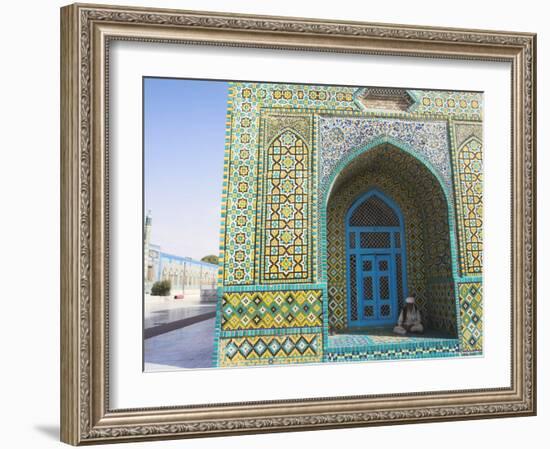 Pilgrim Sits in a Niche at the Shrine of Hazrat Ali, Mazar-I-Sharif, Afghanistan-Jane Sweeney-Framed Photographic Print