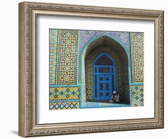 Pilgrim Sits in a Niche at the Shrine of Hazrat Ali, Mazar-I-Sharif, Afghanistan-Jane Sweeney-Framed Photographic Print