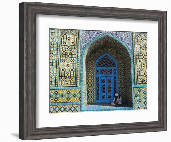 Pilgrim Sits in a Niche at the Shrine of Hazrat Ali, Mazar-I-Sharif, Afghanistan-Jane Sweeney-Framed Photographic Print