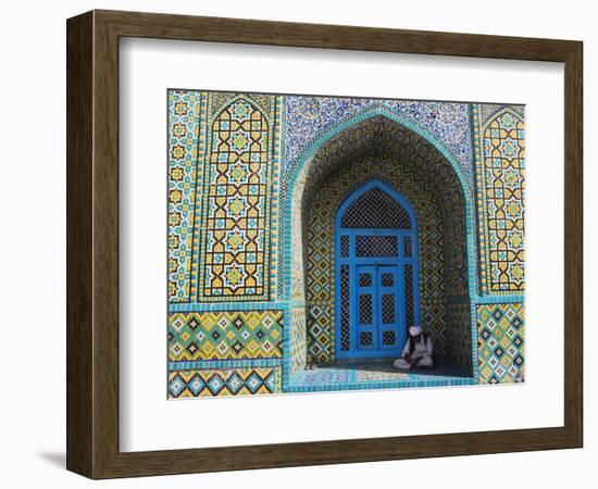 Pilgrim Sits in a Niche at the Shrine of Hazrat Ali, Mazar-I-Sharif, Afghanistan-Jane Sweeney-Framed Photographic Print