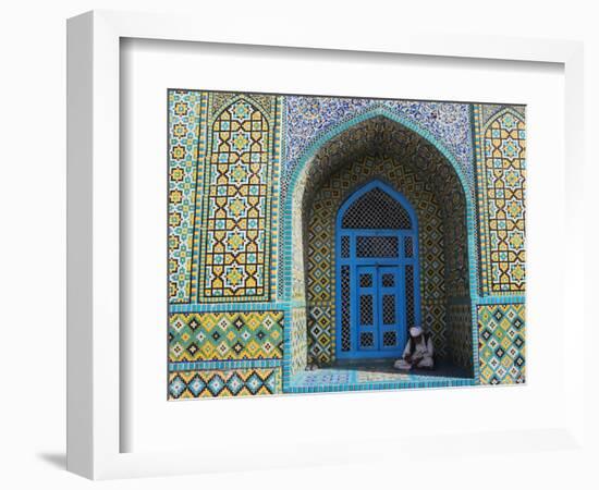 Pilgrim Sits in a Niche at the Shrine of Hazrat Ali, Mazar-I-Sharif, Afghanistan-Jane Sweeney-Framed Photographic Print