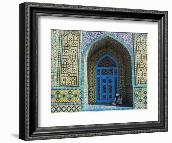 Pilgrim Sits in a Niche at the Shrine of Hazrat Ali, Mazar-I-Sharif, Afghanistan-Jane Sweeney-Framed Photographic Print