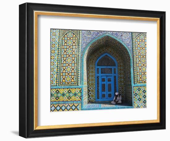 Pilgrim Sits in a Niche at the Shrine of Hazrat Ali, Mazar-I-Sharif, Afghanistan-Jane Sweeney-Framed Photographic Print