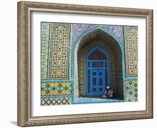 Pilgrim Sits in a Niche at the Shrine of Hazrat Ali, Mazar-I-Sharif, Afghanistan-Jane Sweeney-Framed Photographic Print