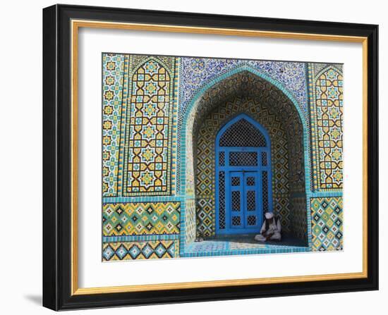 Pilgrim Sits in a Niche at the Shrine of Hazrat Ali, Mazar-I-Sharif, Afghanistan-Jane Sweeney-Framed Photographic Print