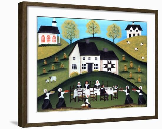 Pilgrim Thanksgiving Dinner-Cheryl Bartley-Framed Giclee Print