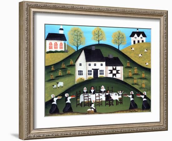 Pilgrim Thanksgiving Dinner-Cheryl Bartley-Framed Giclee Print