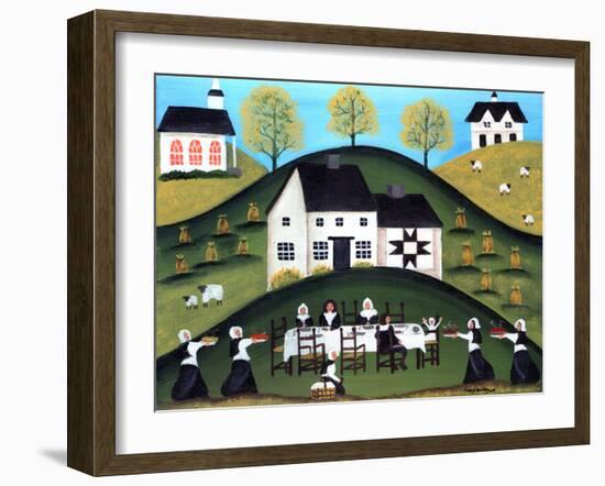 Pilgrim Thanksgiving Dinner-Cheryl Bartley-Framed Giclee Print