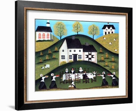 Pilgrim Thanksgiving Dinner-Cheryl Bartley-Framed Giclee Print