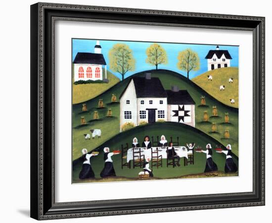 Pilgrim Thanksgiving Dinner-Cheryl Bartley-Framed Giclee Print