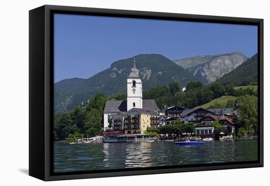 Pilgrimage Church and Hotel Weisses Roessl, St. Wolfgang, Lake Wolfgang, Salzkammergut, Upper Austr-Hans-Peter Merten-Framed Premier Image Canvas