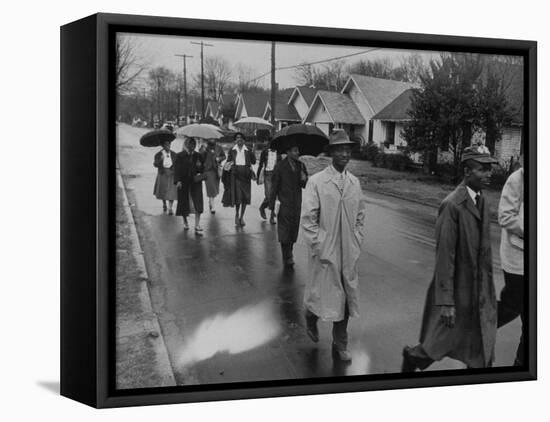 Pilgrimage Protest with Black Montgomery Citizens Walking to Work, in Wake of Rosa Parks Incident-Grey Villet-Framed Premier Image Canvas