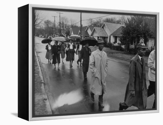 Pilgrimage Protest with Black Montgomery Citizens Walking to Work, in Wake of Rosa Parks Incident-Grey Villet-Framed Premier Image Canvas