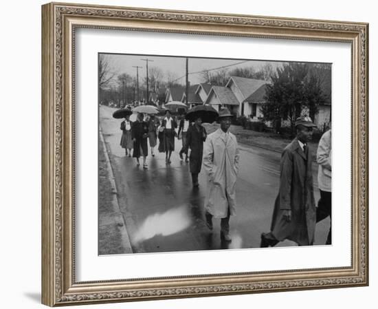 Pilgrimage Protest with Black Montgomery Citizens Walking to Work, in Wake of Rosa Parks Incident-Grey Villet-Framed Photographic Print