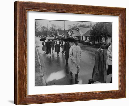 Pilgrimage Protest with Black Montgomery Citizens Walking to Work, in Wake of Rosa Parks Incident-Grey Villet-Framed Photographic Print